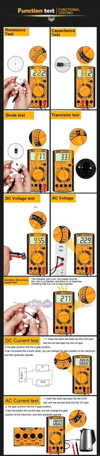 اموزش استفاده از مولتی متر دیجیتال DT9205A